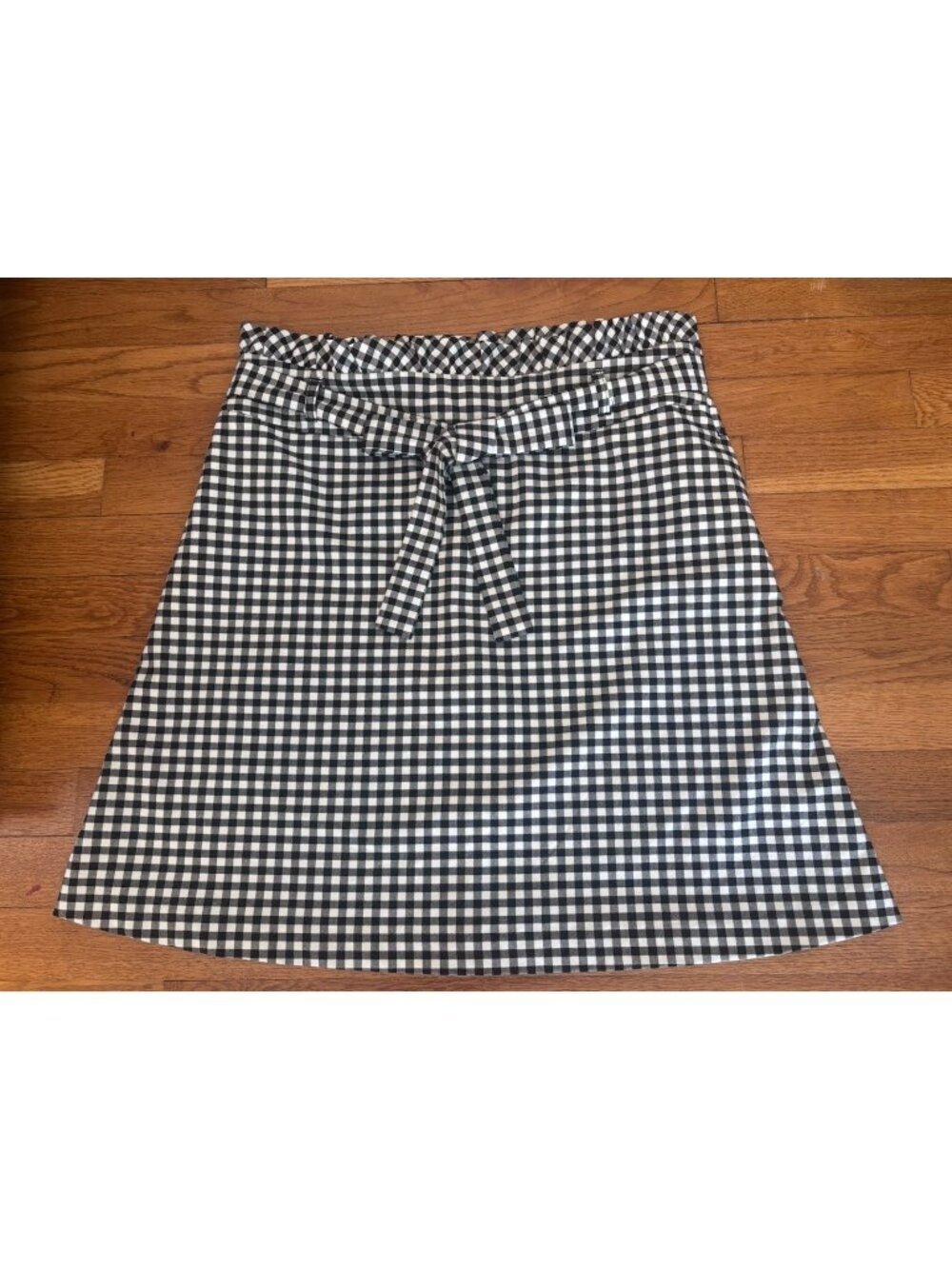 Cynthia Rowley Womens Size 12 Skirt Black White Check Belted Ruffle Waist